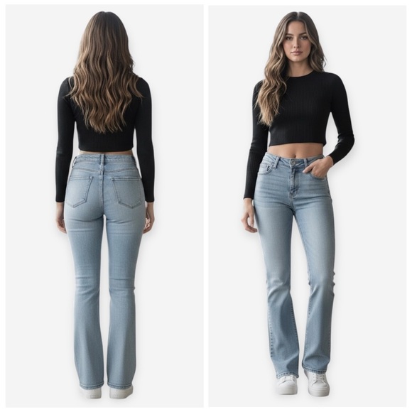 Oat New York Denim - OAT New York High-Rise Stretch Flare Light Wash size 28 NWT